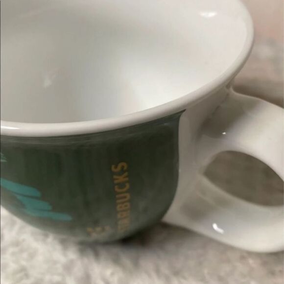 Starbucks Coffee Holiday Mug 2014 Green Turquoise Christmas Trees 14 Oz - Picture 2 of 4